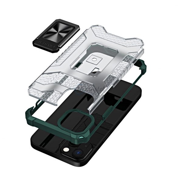 Husa Crystal Ring Kickstand Tough Rugged Husa pentru iPhone 12 verde