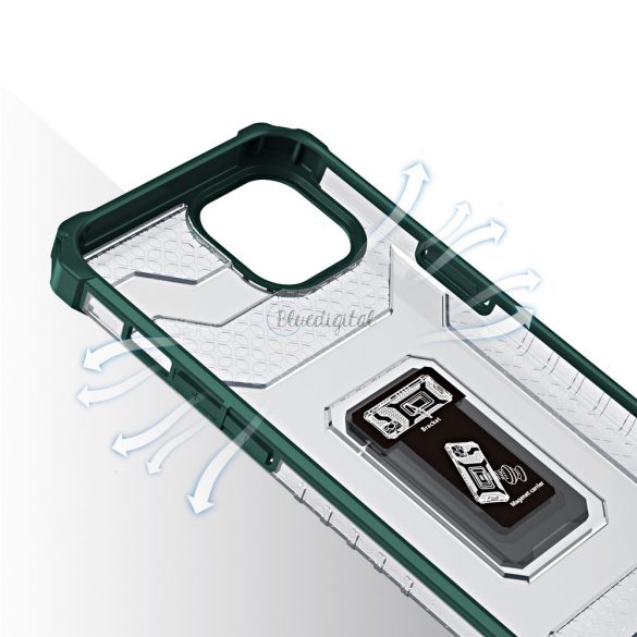 Husa Crystal Ring Kickstand Tough Rugged Husa pentru iPhone 12 verde