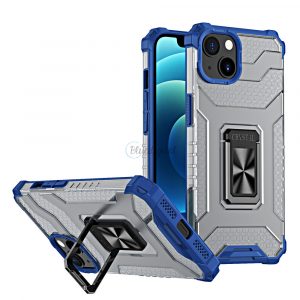 Husa Crystal Ring Kickstand Tough Rugged Husa pentru iPhone 12 albastra