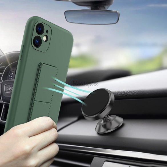 Husa Wozinsky Kickstand Husa flexibila din silicon cu suport Samsung Galaxy A22 4G verde inchis