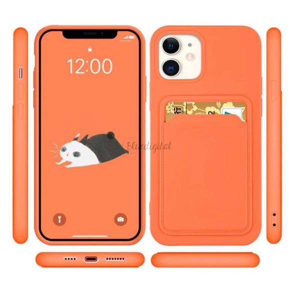 Card Case Husa portofel din silicon cu documente suport card pentru iPhone XS Max rosie