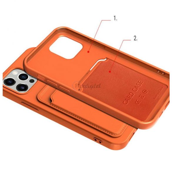 Card Case Husa portofel din silicon cu documente suport card pentru iPhone 11 Pro rosie