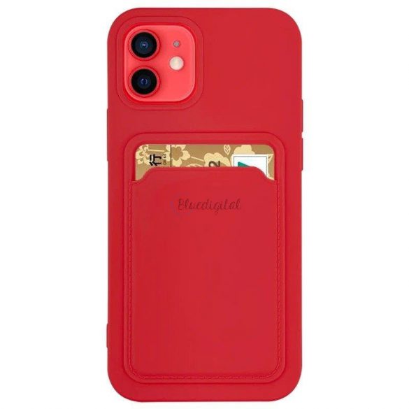 Card Case Husa portofel din silicon cu documente suport card pentru iPhone 11 Pro Max rosie