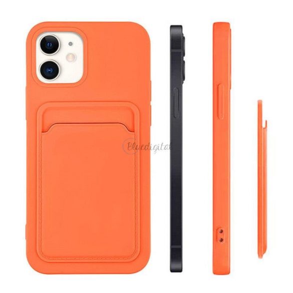 Card Case Husa portofel din silicon cu acte suport card pentru iPhone 12 Pro rosie