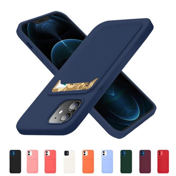 Card Case Husa portofel din silicon cu documente suport card pentru iPhone 12 Pro Max portocaliu