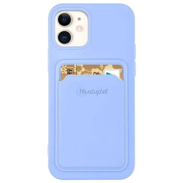 Card Case Husa portofel din silicon cu documente suport card pentru iPhone 13 Pro violet