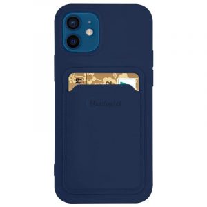 Card Case Husa portofel din silicon cu documente suport card pentru Samsung Galaxy A42 5G bleumarin