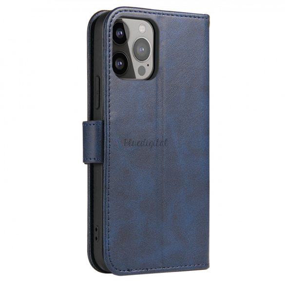 Magnet Case husă elegantă tip bibliotecă cu suport pentru iPhone 13 Pro Max albastru