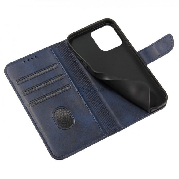 Magnet Case husă elegantă tip bibliotecă cu suport pentru iPhone 13 Pro Max albastru