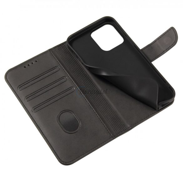 Magnet husă elegant husă de tip bibliotecă cu kickstand pentru iPhone 13 negru