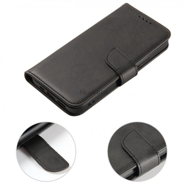 Magnet husă elegant husă de tip bibliotecă cu kickstand pentru iPhone 13 negru