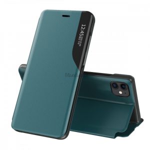 Husa Eco Leather View Husa eleganta tip biblioteca cu suport pentru iPhone 13 mini verde