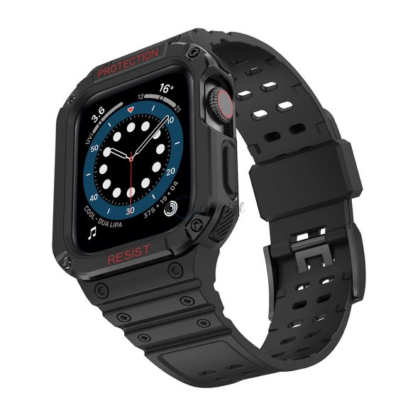 Protectie curea Curea cu carcasa cu carcasa pentru Apple Watch 7 / SE (41/40 / 38mm) Carcasa Armored Watch Cover neagra