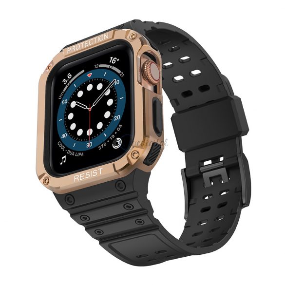 Protectie curea Curea cu carcasa cu carcasa pentru Apple Watch 7 / SE (41/40 / 38mm) Carcasa Armored Watch Cover neagra