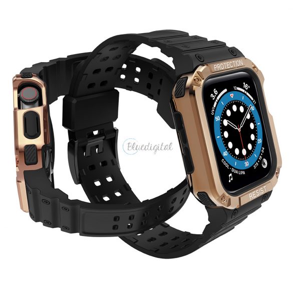 Protectie curea Curea cu carcasa cu carcasa pentru Apple Watch 7 / SE (41/40 / 38mm) Carcasa Armored Watch Cover neagra