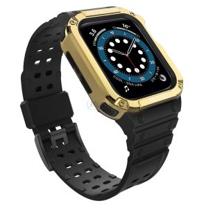 Protectie curea Curea cu carcasa cu carcasa pentru Apple Watch 7 / SE (41/40 / 38mm) Carcasa Armored Watch Cover neagra