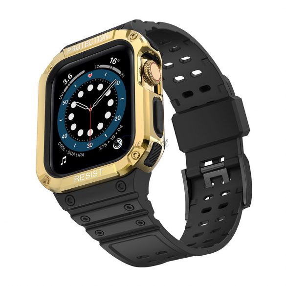 Protectie curea Curea cu carcasa cu carcasa pentru Apple Watch 7 / SE (41/40 / 38mm) Carcasa Armored Watch Cover neagra