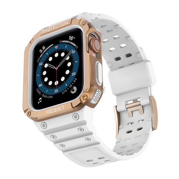 Protejează curea Bandă cu carcasă pentru Apple Watch 7 / SE (41/40 / 38 mm) Carcasă Armored Watch Cover Albă