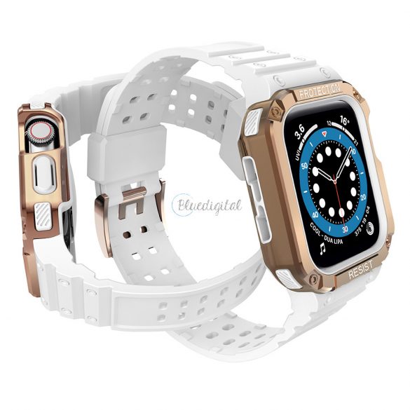 Protejează curea Bandă cu carcasă pentru Apple Watch 7 / SE (41/40 / 38 mm) Carcasă Armored Watch Cover Albă