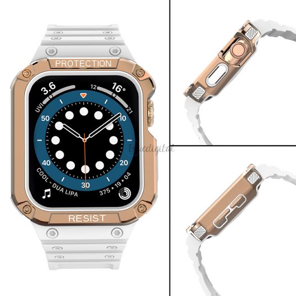 Protejează curea Bandă cu carcasă pentru Apple Watch 7 / SE (41/40 / 38 mm) Carcasă Armored Watch Cover Albă