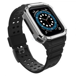 Protectie curea Curea cu carcasa cu carcasa pentru Apple Watch 7 / SE (41/40 / 38mm) Carcasa Armored Watch Cover neagra