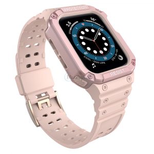 Protejați banda de curea Band cu husă pentru Apple Watch 7 / SE (41/40 / 38mm) husăul Armored Watch Husă roz