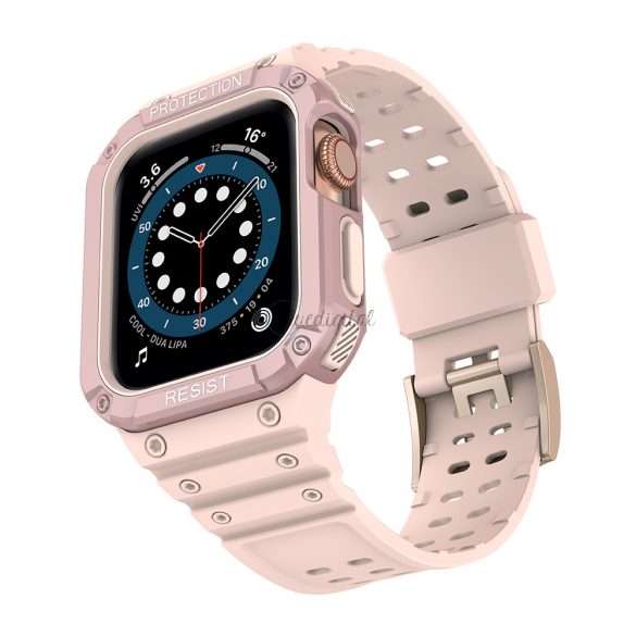 Protejați banda de curea Band cu husă pentru Apple Watch 7 / SE (41/40 / 38mm) husăul Armored Watch Husă roz