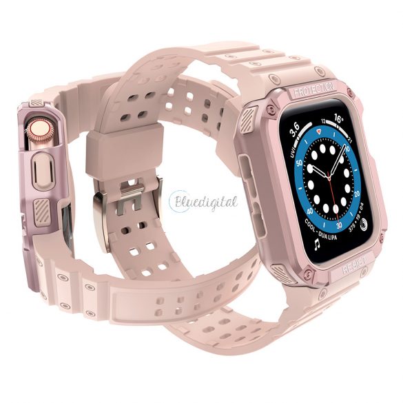 Protejați banda de curea Band cu husă pentru Apple Watch 7 / SE (41/40 / 38mm) husăul Armored Watch Husă roz