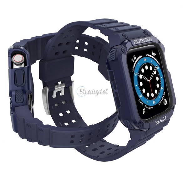 Curea de protecție cu bandă cu carcasă pentru Apple Watch 7 / SE (41/40 / 38 mm) Carcasă Armored Watch Cover Albastru