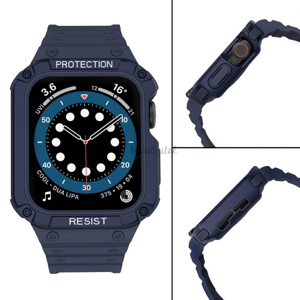 Curea de protecție cu bandă cu carcasă pentru Apple Watch 7 / SE (41/40 / 38 mm) Carcasă Armored Watch Cover Albastru