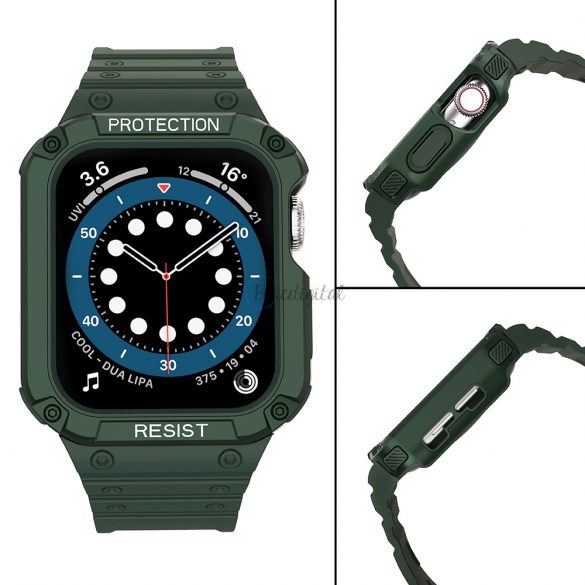 Protectie curea Curea cu carcasa cu carcasa pentru Apple Watch 7 / SE (41/40 / 38mm) Carcasa Armored Watch Cover Verde