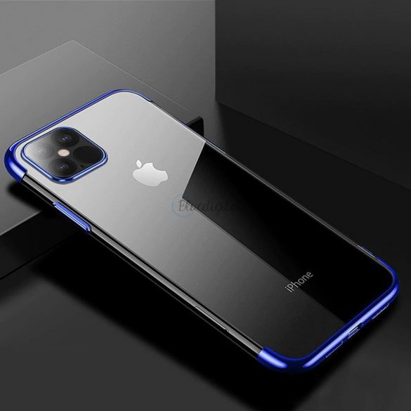 Carcasa Clear Color Gel TPU Galvanoplastie Husa cadru pentru iPhone 13 Pro albastru