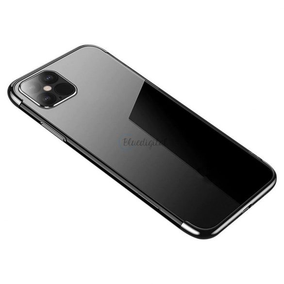 Husă transparentă cu gel TPU pentru cadru galvanizat pentru iPhone 13 mini negru