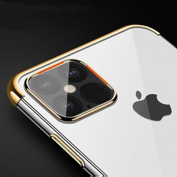 Husă transparentă cu gel TPU pentru cadru galvanizat pentru iPhone 13 mini negru