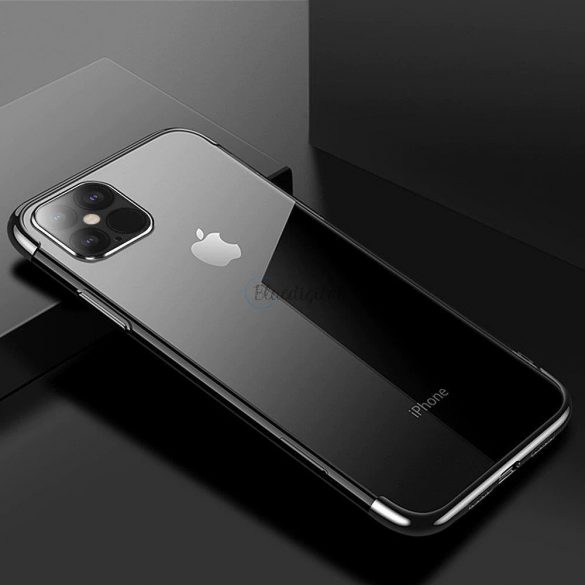 Husă transparentă cu gel TPU pentru cadru galvanizat pentru iPhone 13 mini negru