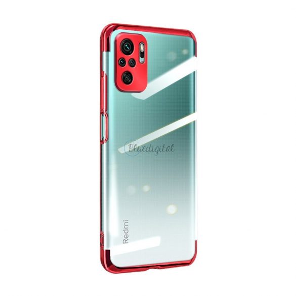 Clear Color husă Gel TPU Electroplating cadru Husă pentru Xiaomi Redmi Note 10 5G / Poco M3 Pro roșu