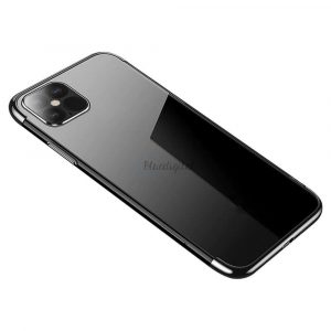 Husă de culoare transparentă Husă cadru cu gel TPU galvanizat pentru Samsung Galaxy A22 4G negru