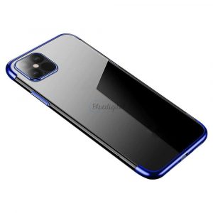 Husă Clear Color Gel TPU Galvanizare Cadru pentru Samsung Galaxy A22 4G albastru