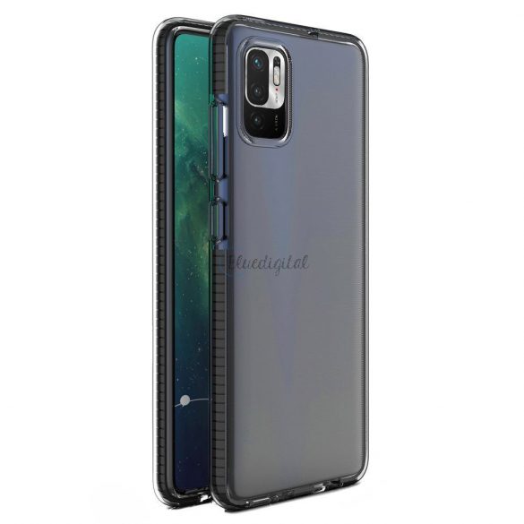 Spring Case husă de protecție cu gel TPU transparent cu cadru colorat pentru Xiaomi Redmi Note 10 5G / Poco M3 Pro negru