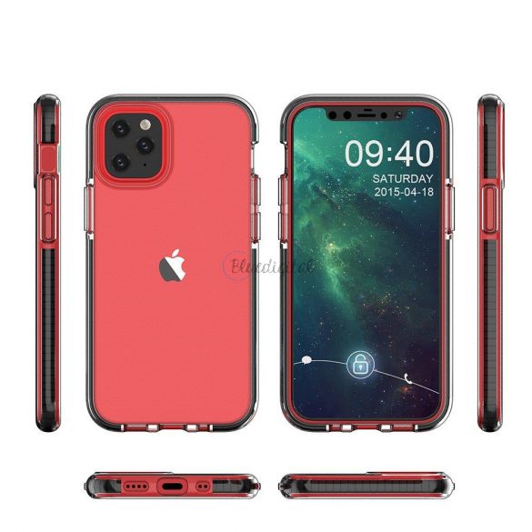 Spring Case Husă de protecție transparentă din gel TPU cu cadru colorat pentru iPhone 13 Pro Max negru