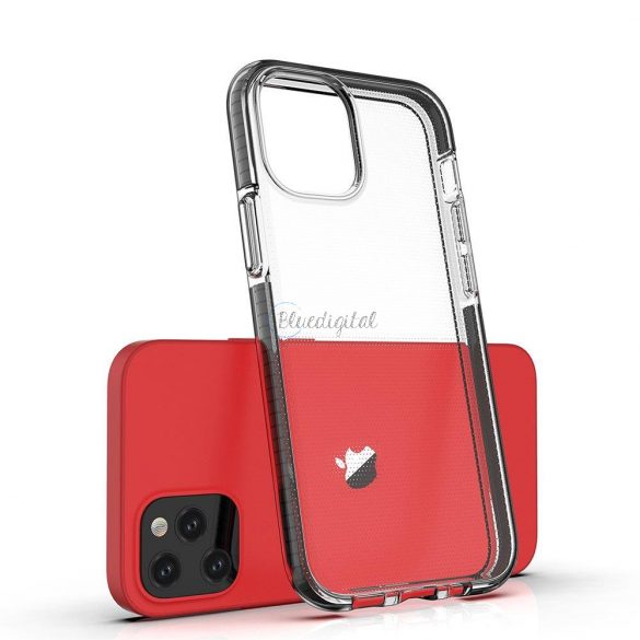 Spring Case Husă de protecție transparentă din gel TPU cu cadru colorat pentru iPhone 13 Pro Max negru