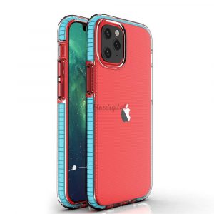 Spring Case Husă de protecție transparentă din gel TPU cu cadru colorat pentru iPhone 13 Pro albastru deschis