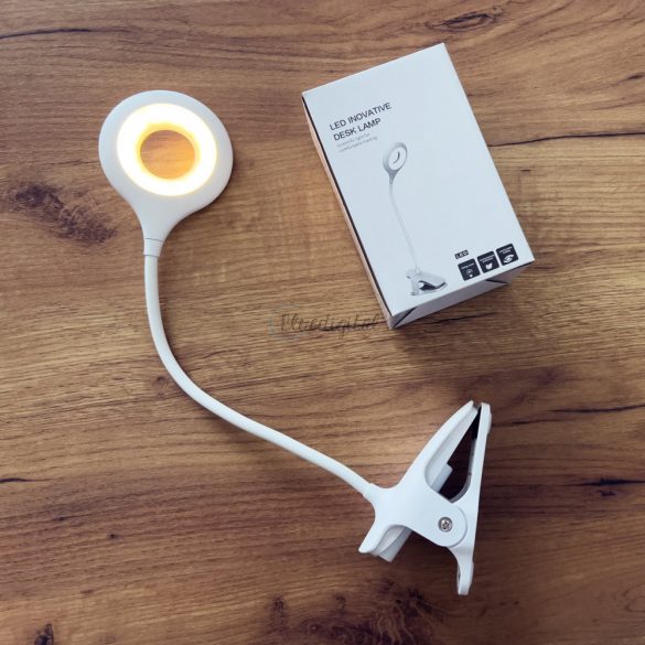 Lampa de citit fara fir LED cu clip + cablu micro USB alb