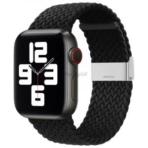 Curea Fabric Band pentru ceas Ultra / 9 / 8 / 7 / 6 / SE / 5 / 4 / 3 / 2 (49mm / 45mm / 44mm / 42mm) împletit Fabric curea ceas brățară negru (5)