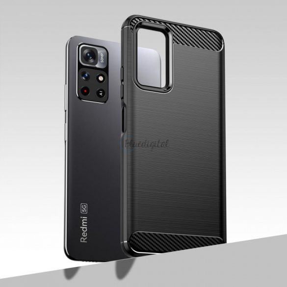 Carbon husă flexibil Husă Sleeve pentru Xiaomi Redmi Note 11 negru