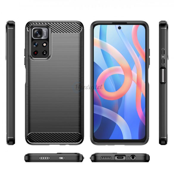 Carbon husă flexibil Husă Sleeve pentru Xiaomi Redmi Note 11 negru