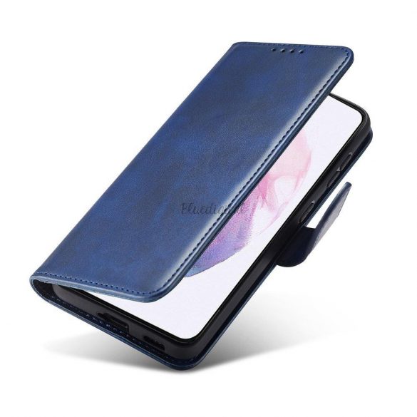 Husă Magnet Husă elegantă cu clapetă și funcție stand pentru Samsung Galaxy S22 Ultra albastru