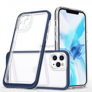 Husă transparentă 3in1 pentru iPhone 11 Pro cadru albastru Husă gel