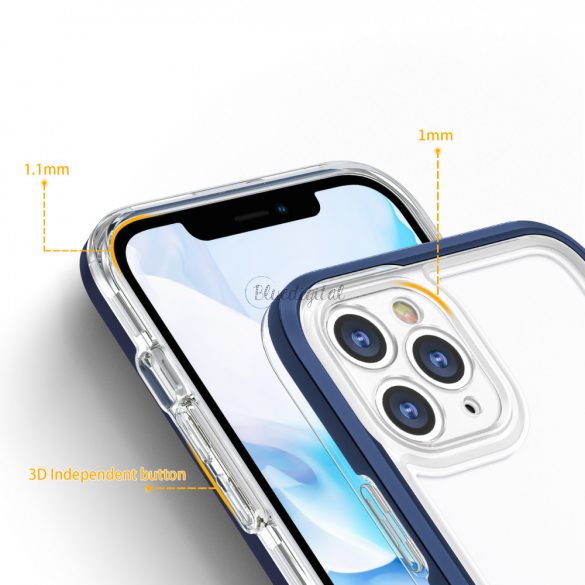 Husă transparentă 3in1 pentru iPhone 11 Pro cadru albastru Husă gel