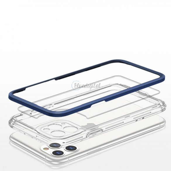 Husă transparentă 3in1 pentru iPhone 11 Pro cadru albastru Husă gel